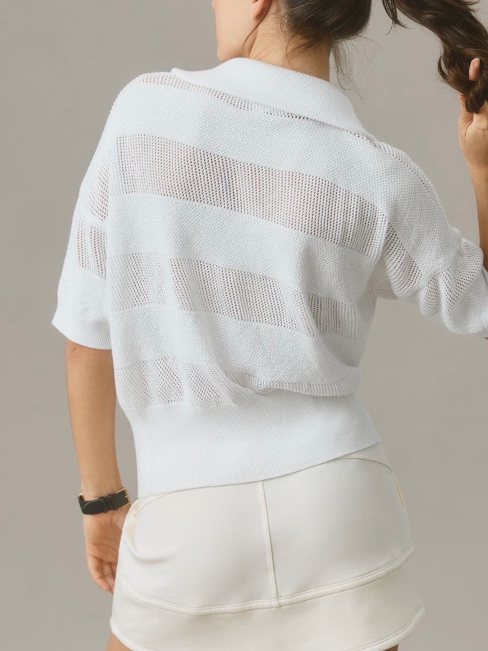 Varley Kembria Half-Zip Knit Top in White, XS. - Picture 3 of 3
